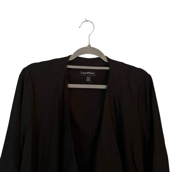 Lane Bryant Black Heavy Longline Open Drapey Cardigan Jacket 14/16 Lagenlook - Picture 2 of 9